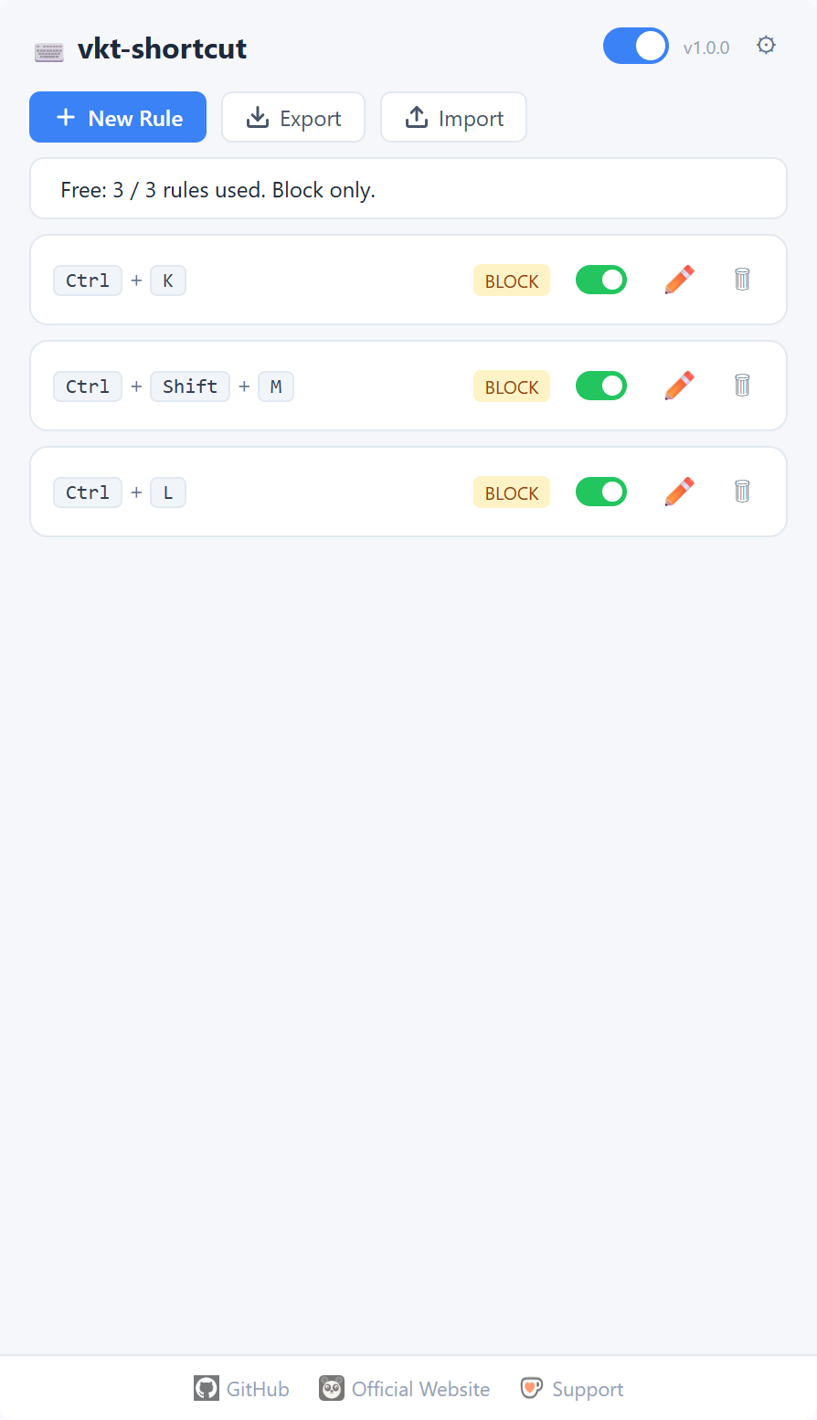 Keyboard Shortcut Manager