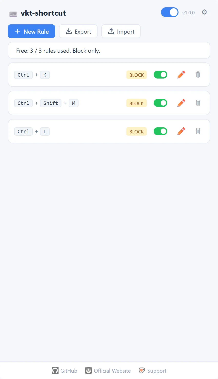 Keyboard Shortcut Manager